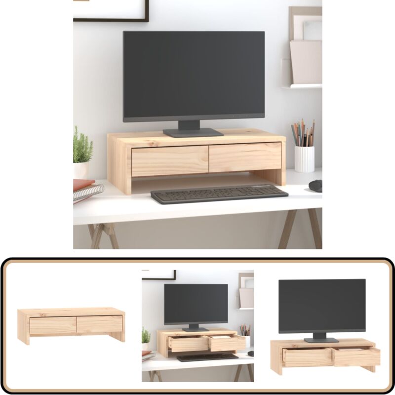 Monitorständer 50x27x15 cm Massivholz Kiefer - Monitorständer - Holzmöbel - Schreibtischorganisator - Kiefernholzmöbel - Bürobedarf
