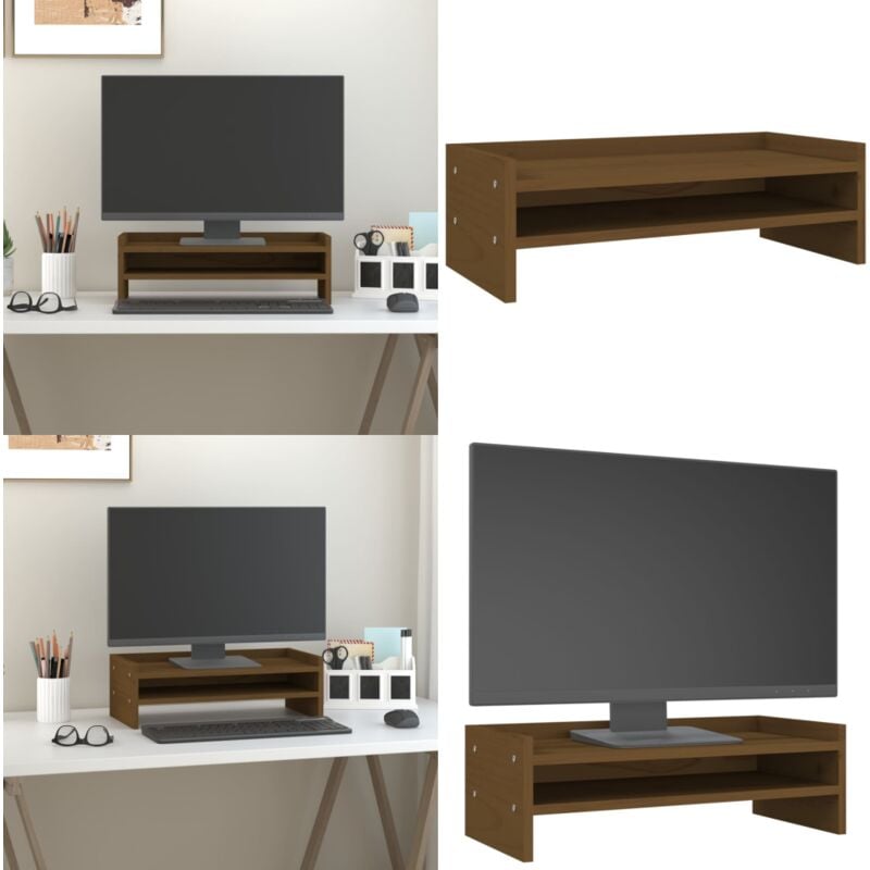Vidaxl - Monitorständer Honigbraun 50x24x16 cm Massivholz Kiefer - Monitorständer - Holzmöbel - Kiefernholzmöbel - Bürobedarf