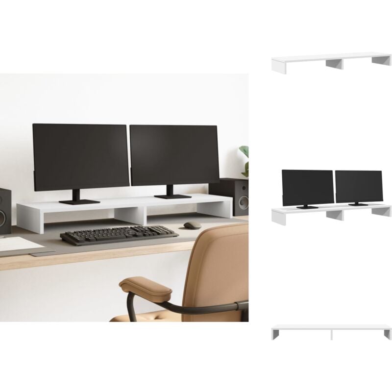 Monitorständer Weiß 100x27x10 cm Holzwerkstoff - Monitorständer - Monitor Ständer - Monitorerhöhung - Monitor Erhöhung