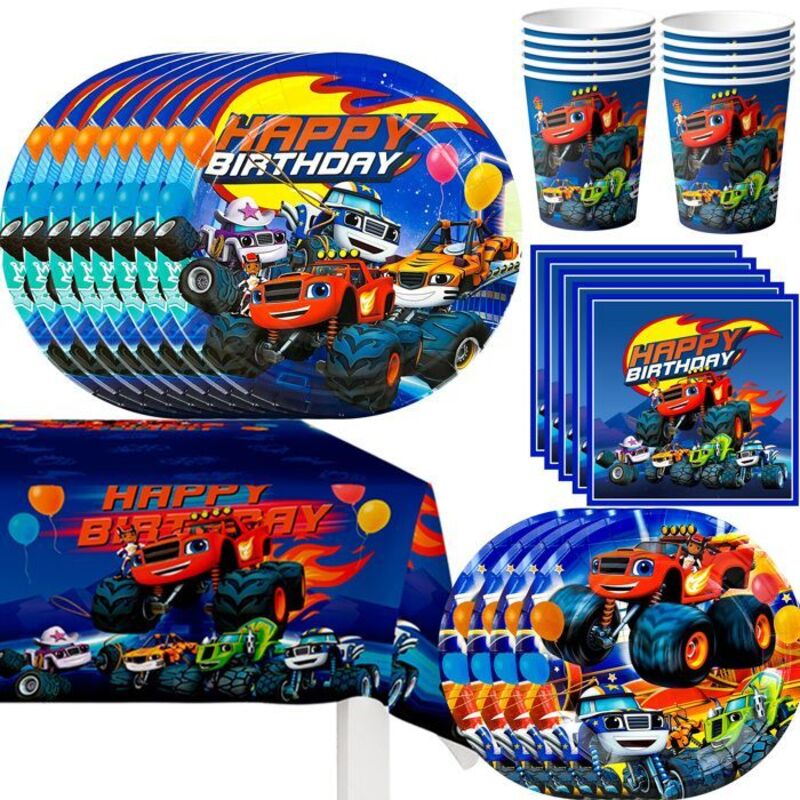 Monster Truck Festteller aus Pappe, Partydesign-Set, Monster Truck Geburtstagsdeko Geschirr