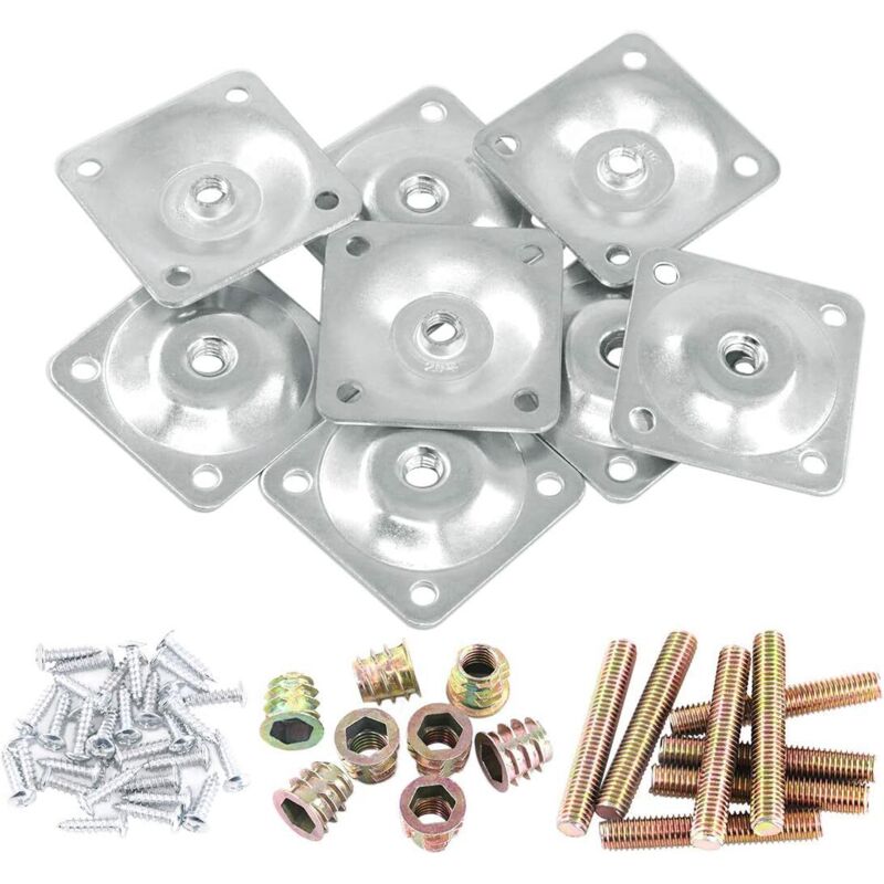 Montageplatten für Möbelbeine, 8 Montageplatten mit 40 5/16-Zoll-Schrauben und -Bolzen für Möbel, Sofas und Stühle