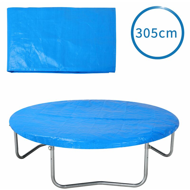 Trampolin Abdeckung ø 183/244/305/366/427 cm blau reißfest UV-beständig Wetterschutzplane Trampolinschutz Abdeckplane Regenabdeckung 305cm - blau