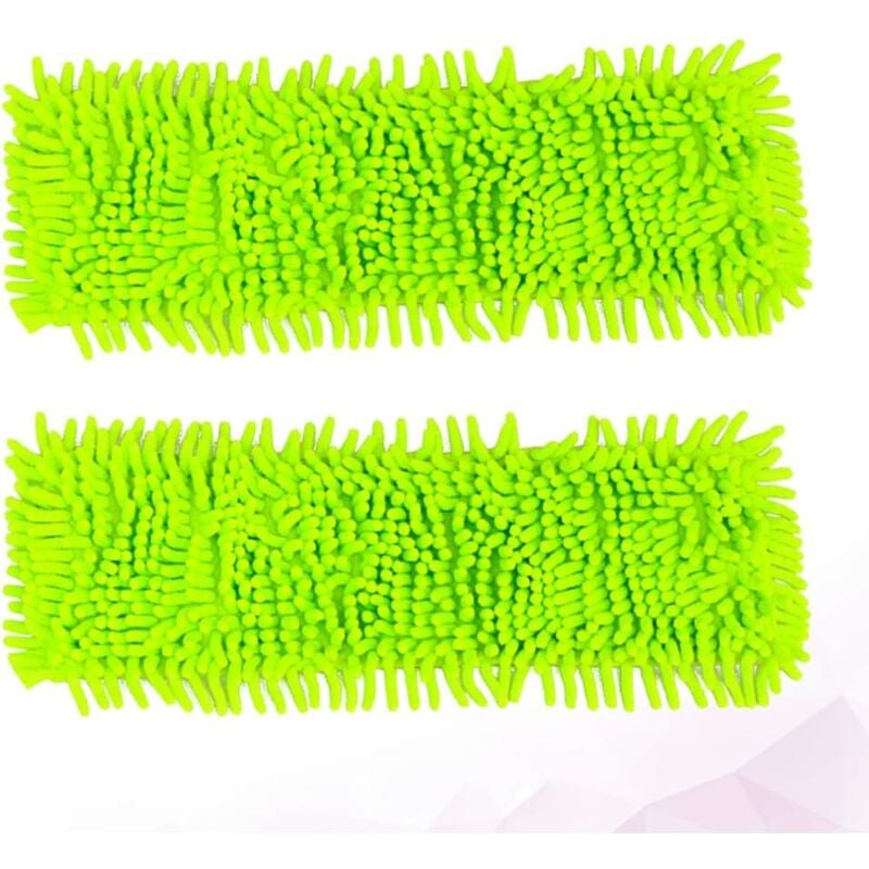 Cyslmuk - Mikrofaser-Mopppad (grün), waschbar und wiederverwendbar, zur Bodenreinigung (grün), Chenille, grün, Größe 40 x 10 cm, 2 Stk.