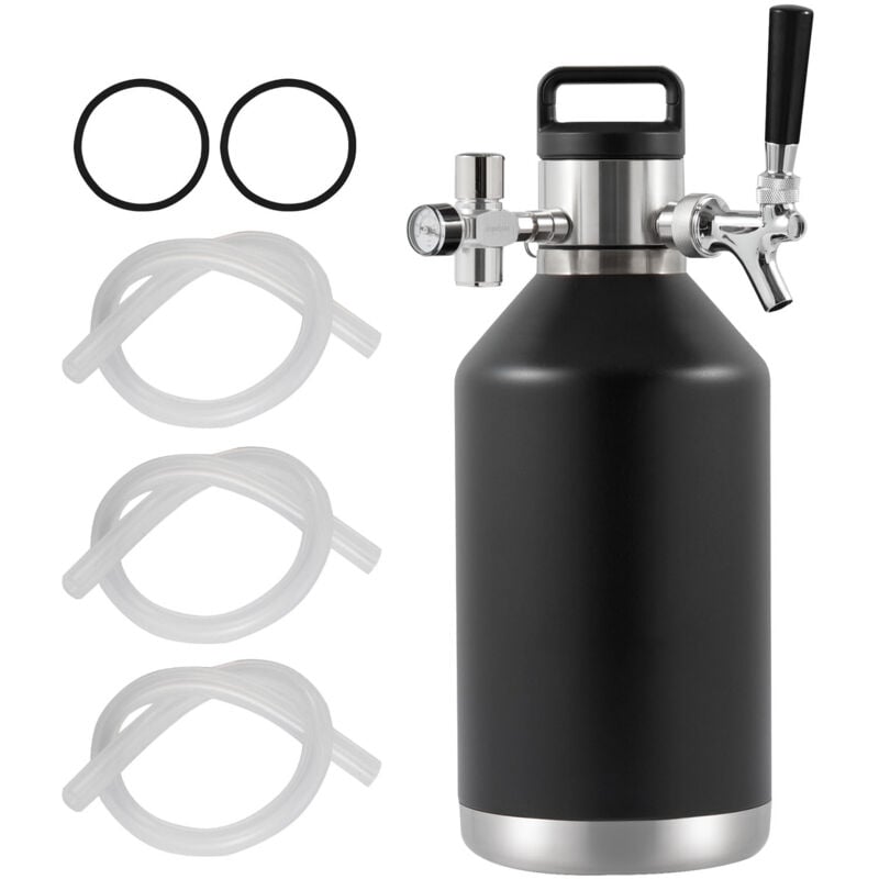 Mophorn 128 oz 4 l Mini-Fass-Bier-Growler-Zapfanlage, Edelstahl 304, unter Druck mit CO2-Regler, Druckanzeige, auslaufsicherer Ring für