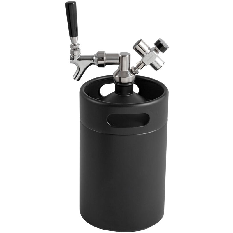 Mophorn 170Oz 5L Bier-Growler-Zapfanlage, Minifass aus Edelstahl, Druckfass-Growler mit CO2-Reglerhahn, Druckanzeige, auslaufsicher für
