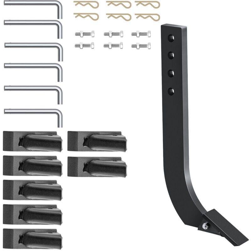 18' Kastenklingenschaft, 4-Loch-Kastenschaberschaft, Aufreißerschaft, verstellbar, abnehmbare konische Zähne und Stifte, 6 Stück, Graben, Pflügen
