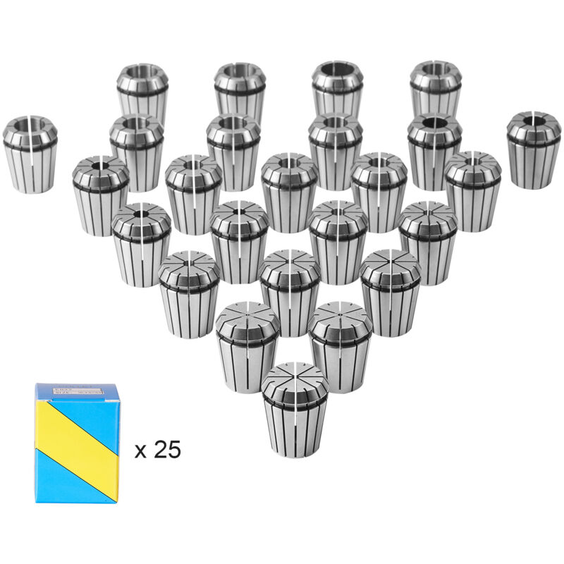 25-tlg. ER32-Spannzangensatz, 1/16 Zoll bis 13/16 Zoll, Federspannzangenfutter-Werkzeug, 0,0006 Zoll/15 μm TIR-Drehwerkzeug mit 25 beschrifteten