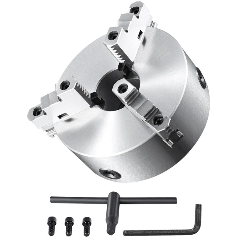 Mophorn - 3-Backen-Drehfutter, 8 Zoll, selbstzentrierend, Spannbereich 0,16-8 Zoll/4-200 mm mit T-Schlüsselschrauben und Inbusschlüssel für