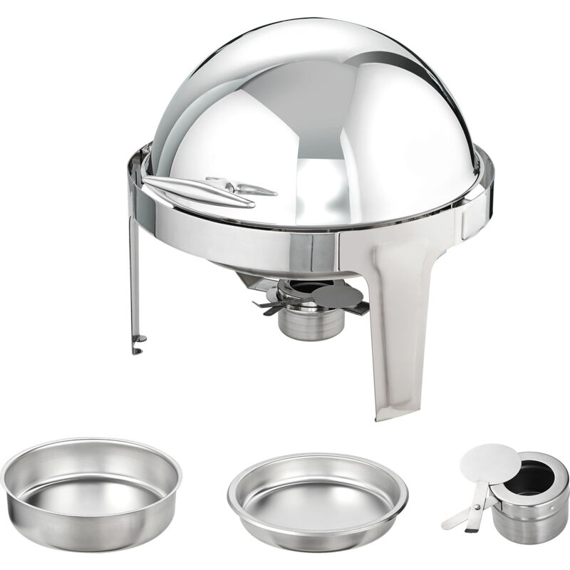 Mophorn 6 Qt Roll Top Chafing Dish Buffet-Set, 2er-Pack, runder Chafing Dish aus Edelstahl mit großen Pfannen, Catering-Wärmebehälter mit Deckel,