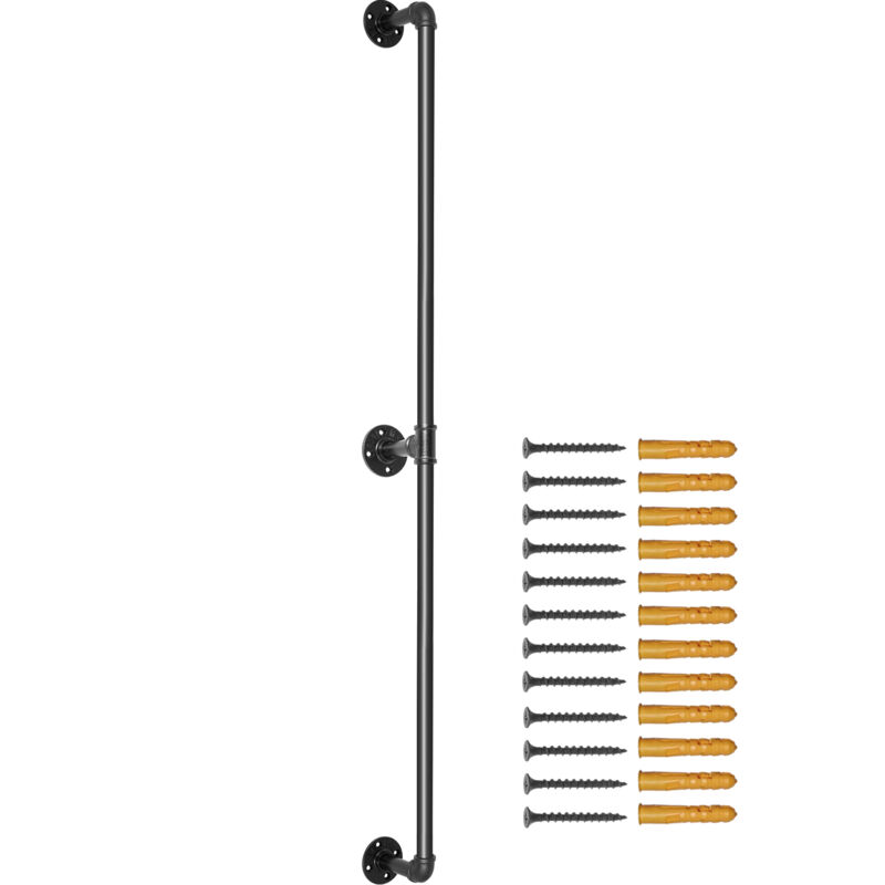 7FT Rohr Treppe Handlauf, 440LBS Last, Kohlenstoffstahl, Wandmontage, runde Ecke, innen/außen - Mophorn