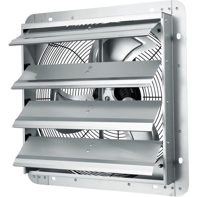 Mophorn - Abluftventilator mit Jalousie, 406 mm, Hochgeschwindigkeit, 1400 U/min, 1506 cfm, Dachbodenventilator aus Aluminium zur Wandmontage mit