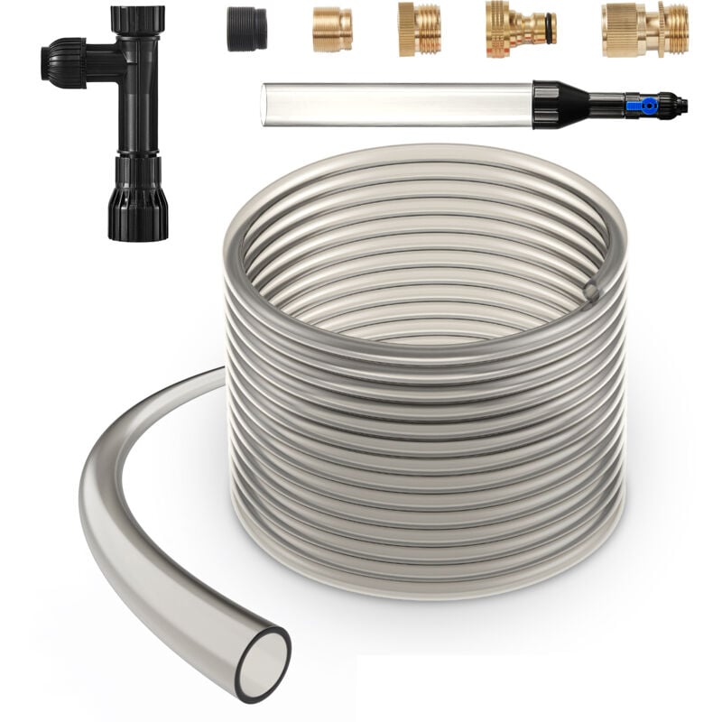 Mophorn - Aquarium-Staubsauger, Kiesreiniger, 25 Fuß PVC-Schlauch, Aquarium-Staubsauger, Siphonreiniger mit 3 Messingadaptern für die Reinigung von