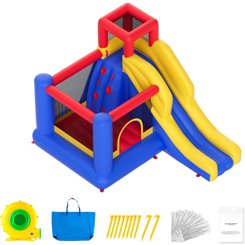 Mophorn Aufblasbares Hüpfburg-System von, 348 x 259 x 231 cm, Outdoor-Spielhaus-Trampolin mit Rutsche und Gebläse, Hüpfburg für den Garten der