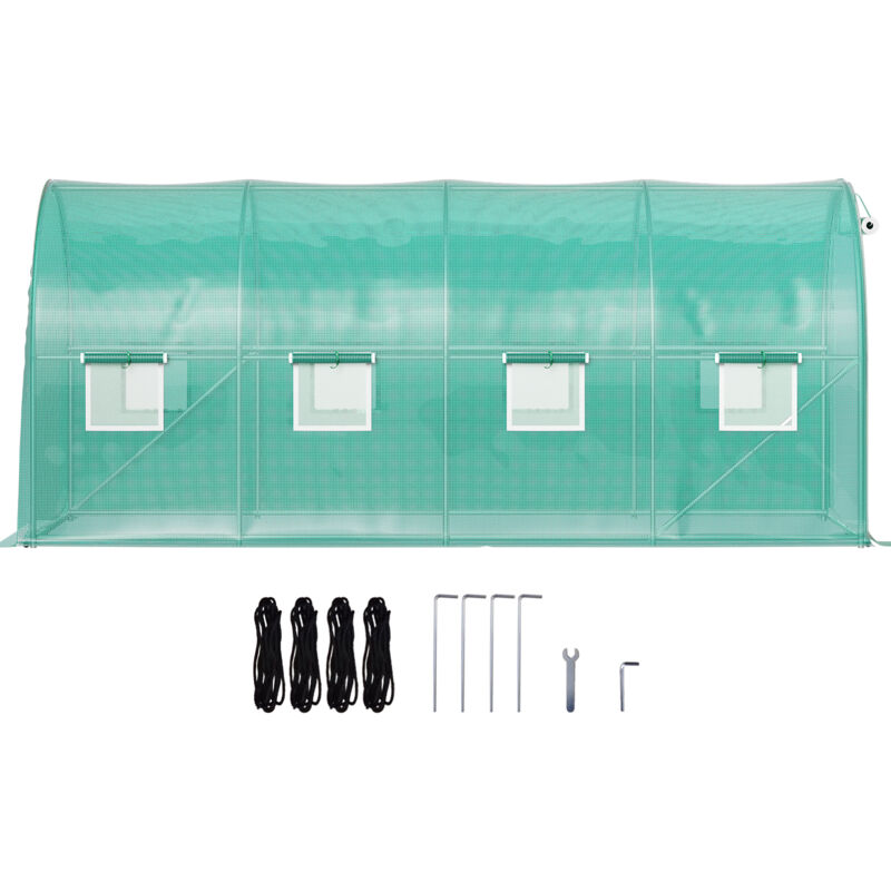 Mophorn begehbares Tunnel-Gewächshaus, 4,6 x 2,1 x 2,1 m, tragbares Pflanzen-Gewächshaus mit verzinkten Stahlreifen, Türen mit Reißverschluss, 8