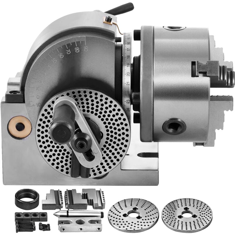 BS-0 Präzisions-Teilkopf, horizontal mit 3-Backen-Futter, MT2 Reitstock, 5 Zoll halbuniverseller Teilkopf für Fräsmaschine, Fräszahnradschneiden,