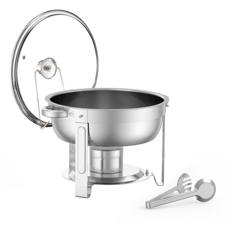 Chafing Dish Buffet-Set – 5 Qt (2er-Pack), Chafing Dish aus Edelstahl mit 2 Pfannen in voller Größe, runder Catering-Wärmer-Servierwagen mit