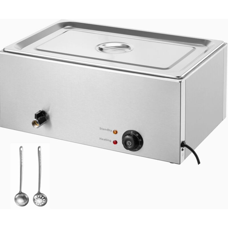18 l Bain-Marie Speisenwärmer, 1200 w, 1 Pfanne, Edelstahl-Buffet-Dampftisch mit Temperaturregelung 30–80 °c, für Gastronomie und Restaurants, Silber