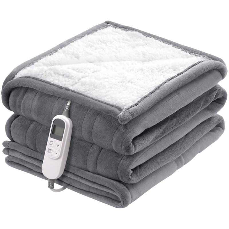 Mophorn Heizdecke, 150 x 200 cm, Queen-Size, elektrischer Überwurf, weiche Flanell-Lammwolle, Heizdecke mit 9 Zeiteinstellungen und 6 Heizstufen, Oma