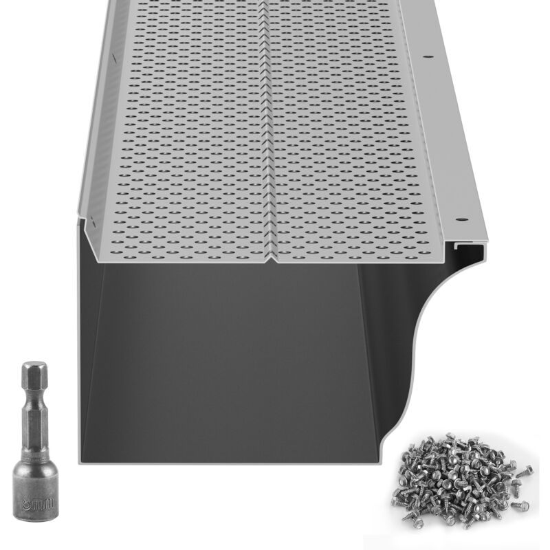 Mophorn - Dachrinnenschutz, 5 Zoll breit, Aluminium-DIY-Abdeckung, 52 pcs, 208 Fuß Gesamtlänge, 0,157 Zoll Lochdurchmesser, 0,02 Zoll dick, passend