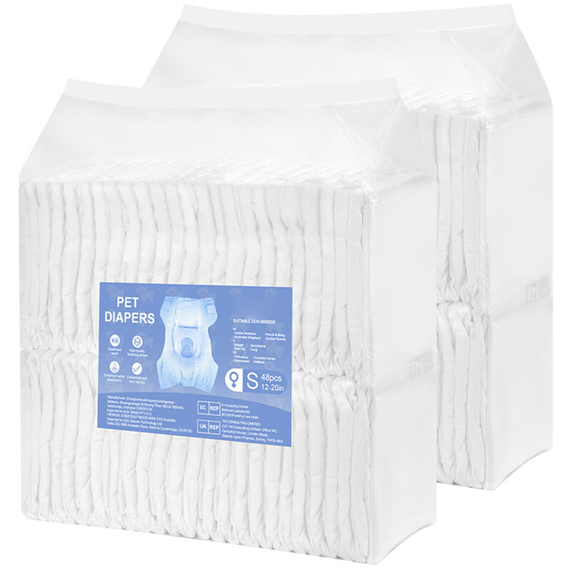 Mophorn Einweg-Hundewindeln, hochsaugfähige Windeln für weibliche Haustiere, 360°-Auslaufschutzdesign mit Nässeindikator für Läufigkeit, 96 Stück (2
