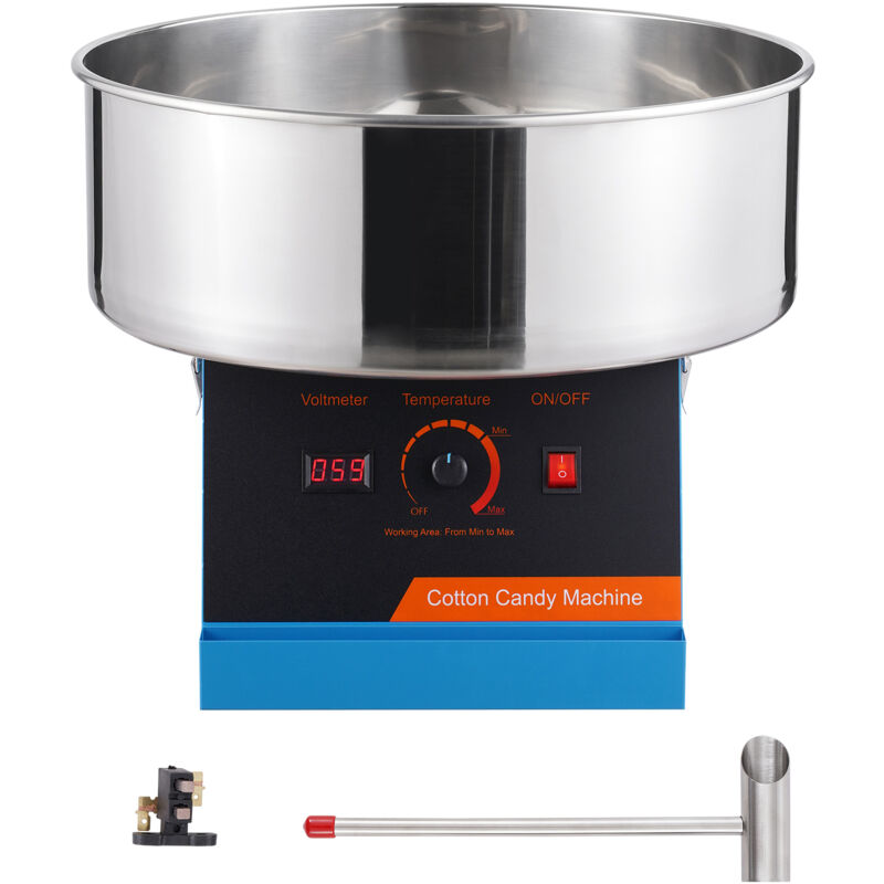 Mophorn - Elektrische Zuckerwattemaschine, 1000 w, Edelstahlschüssel, Zuckerschaufel, für Zuhause, Kindergeburtstag, Familienfeier, Blau