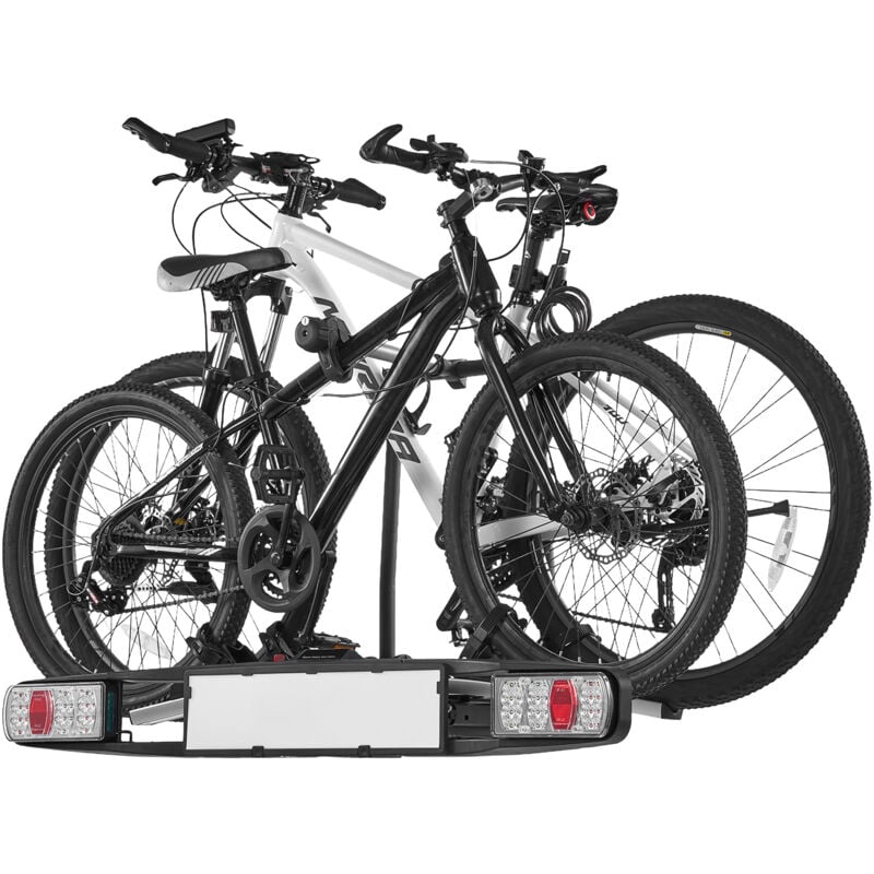 Fahrradträger, 5 cm Anhängerkupplung, 2-Fahrradträger mit 65 kg Tragkraft, abschließbares Design für Elektrofahrräder, inkl. Rücklicht - Mophorn