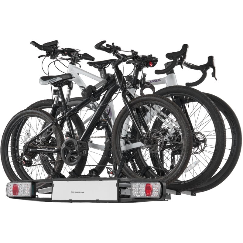 Mophorn - Fahrradträger, 5 cm Anhängerkupplung, 3-Fahrradträger mit 65 kg Tragkraft, abschließbares Design für Elektrofahrräder, inkl. Rücklicht