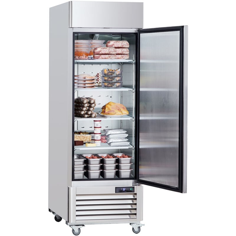 Mophorn - Gewerbe-Gefrierschrank 20,12 Kubikfuß, Gefrierschrank mit Einzeltür. Edelstahl, automatische Abtauung, 3 verstellbare Ablagen.