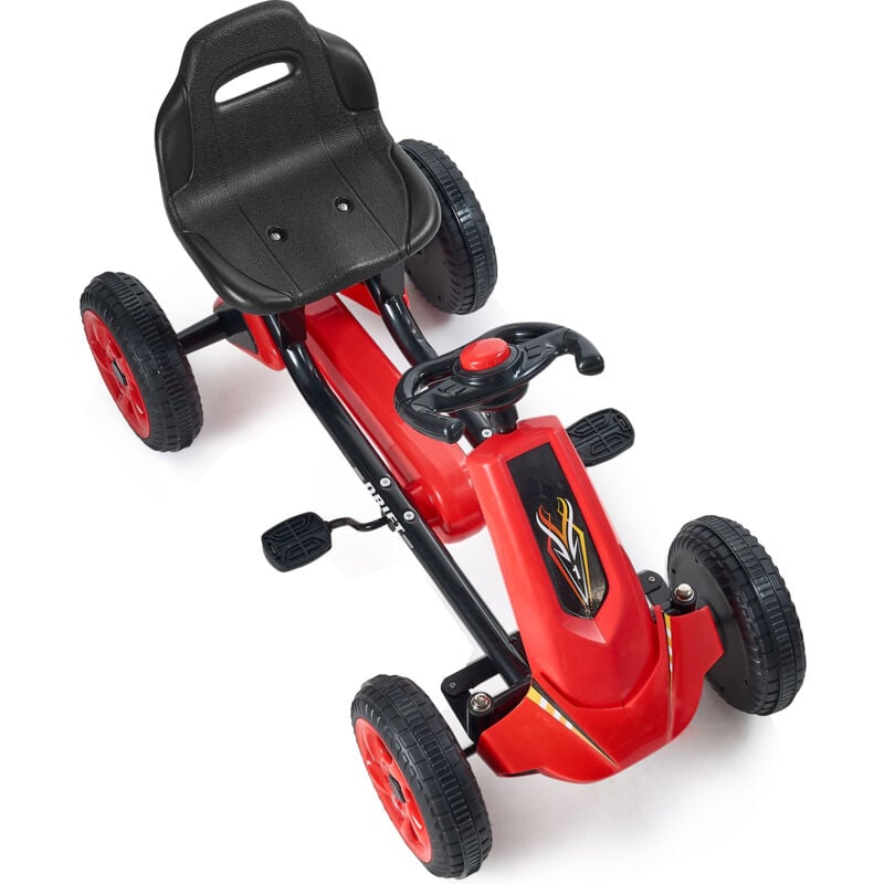 Mophorn Gokart mit Pedalen für Kinder, 4-Rad-Geländefahrzeug für Kinder. Mit Lenkrad, verstellbarem Sitz und großen, rutschfesten Rädern