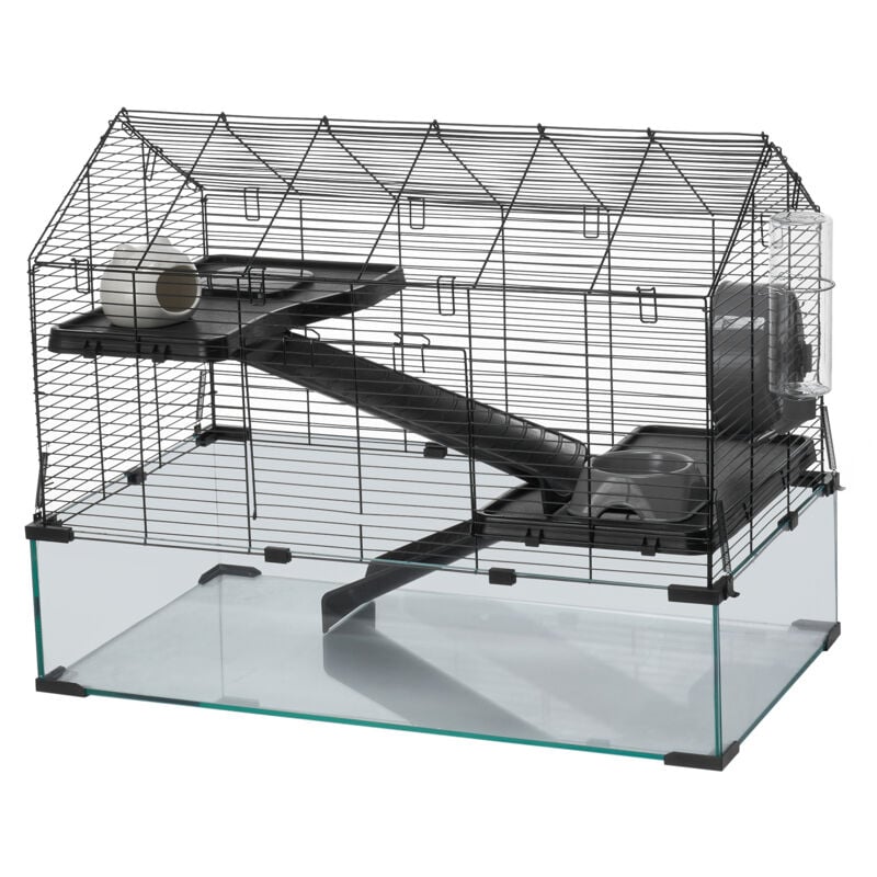 Mophorn - Hamsterkäfig, 360°-Sicht, transparenter Lebensraum, 29,5 x 17,3 x 24 Zoll, geräumig für kleine Haustiere, mit Zubehör, belüftet und tragbar