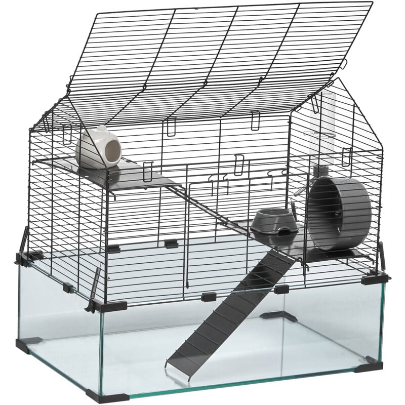 Mophorn Hamsterkäfig, 360° transparenter Sicht-Hamsterlebensraum, 22,8 x 15 x 21,3 Zoll, belüfteter Kleintierkäfig mit Wasserflasche für Ratten,