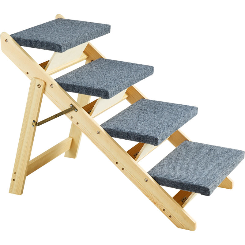 Mophorn - Holz-Haustiertreppe/Haustierstufen, 2-in-1 faltbares Holzdesign für Betten, Sofas und Autos. 4-stufige Hundetreppe und Rampe bis zu 150 lbs