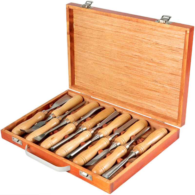 Mophorn - Holz Meißel Sets 12pcs 3-3/4Inch /95MM Holzbearbeitung Meißel Drehbank Werkzeuge für Holzschnitzerei Wurzel Möbel Lathes