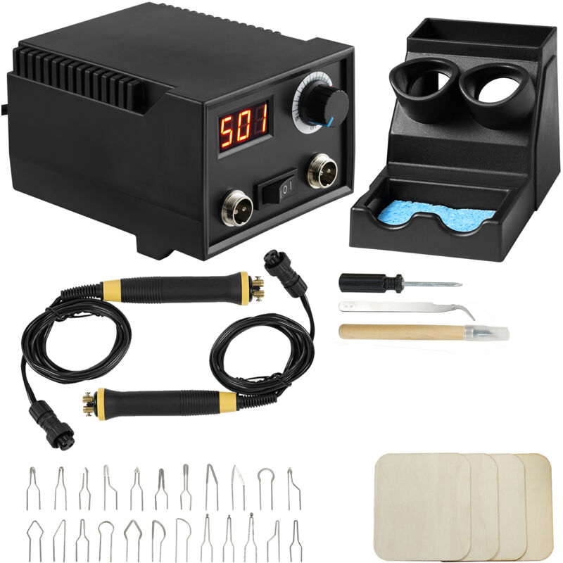 Holzbrennset,200–700 °c einstellbare Temperatur,doppelter Ausgangsanschluss mit Display,2 Brandmalerei-Stifte,23