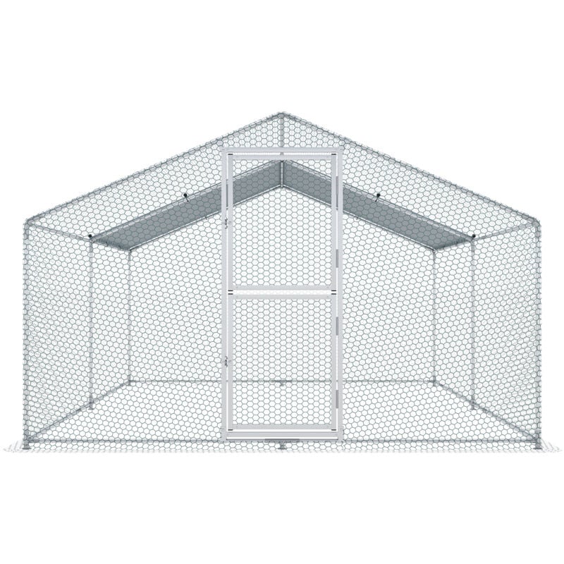 Mophorn - Hühnerstall aus Metall, 3,0 x 3,9 x 2,0 m großer begehbarer Geflügelstall, wasserdichte Abdeckung und Schutznetz für Bauernhof, Hinterhof,