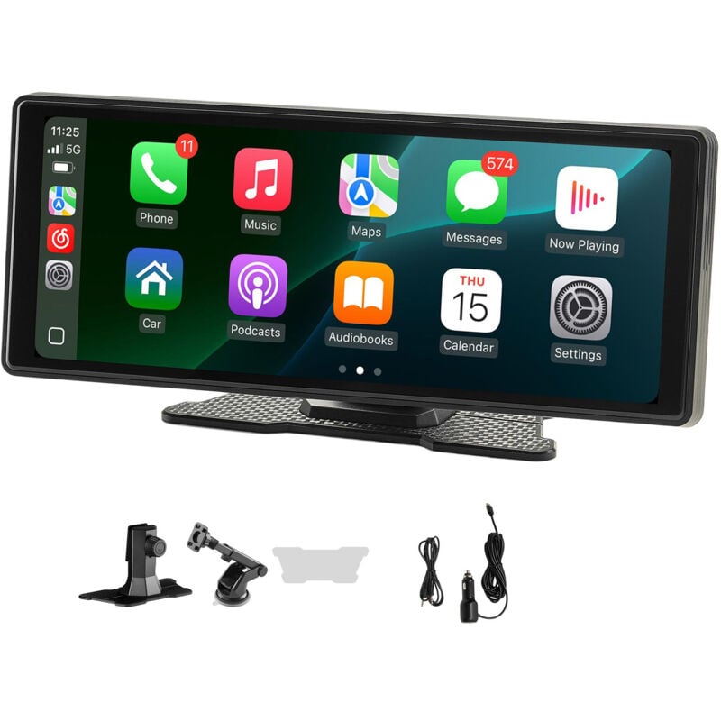 Mophorn Kabelloses Autoradio (254 mm) tragbares Radio mit Touchscreen, kompatibel mit Apple CarPlay und Android Auto, Auto-Bildschirm mit