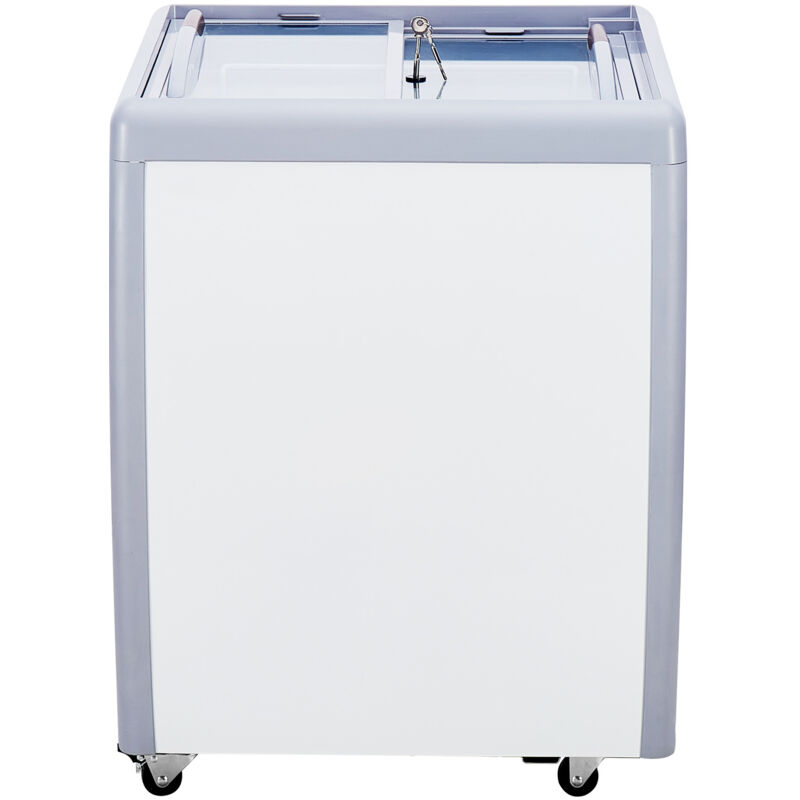 Kommerzielle Eiscreme-Vitrine, 158-L-Gefriertruhe, Mobiler Tiefkühlschrank mit Glasplatte, Restaurant-Gelato-Tauchschrank mit 4 Groen Behltern,2