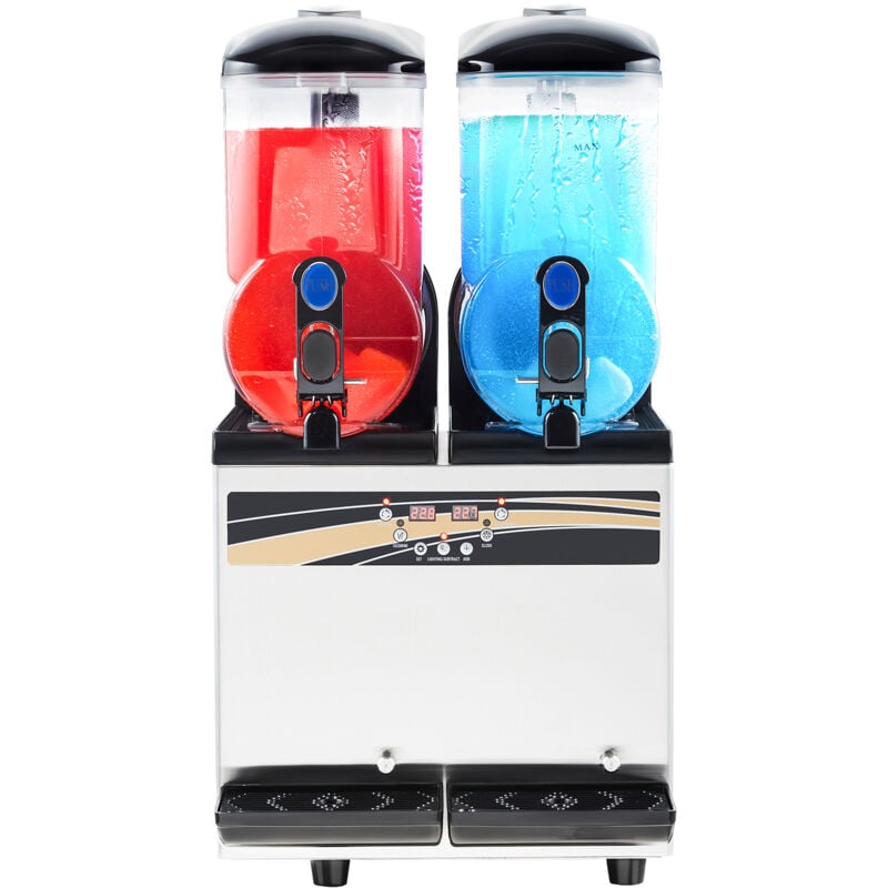 Mophorn Kommerzielle Frozen-Drink-Maschine, 2 x 15 L Slush-Maschine mit zwei Behältern, Edelstahl-Margarita- und Smoothie-Maschine für Zuhause,