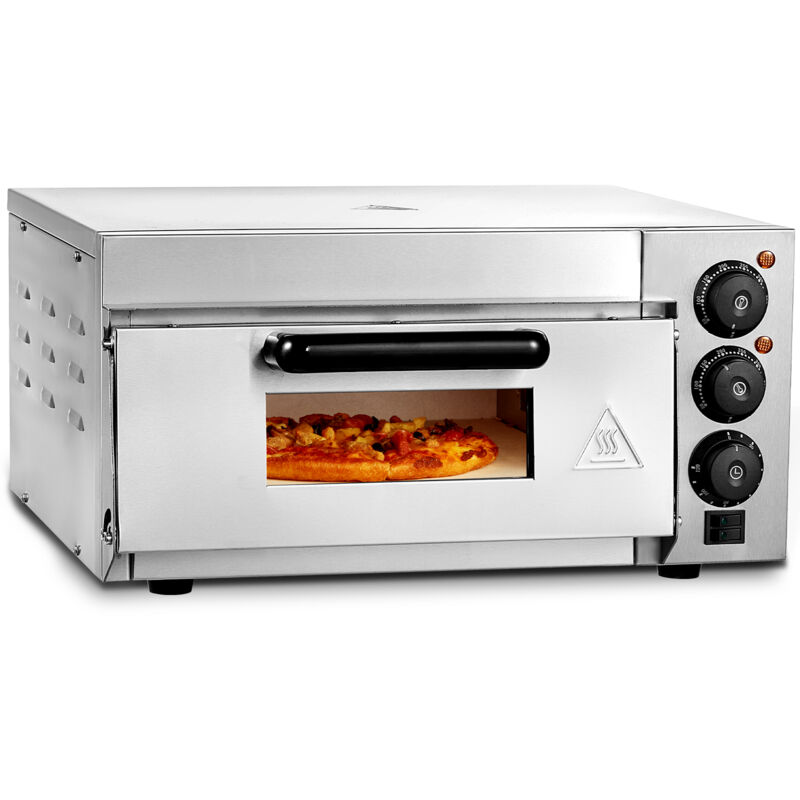Mophorn - Kommerzieller Pizzaofen für die Arbeitsplatte, 14 Zoll, Einzeldeck, Edelstahl, mit Stein und Griff, vielseitig einsetzbar zum Backen im