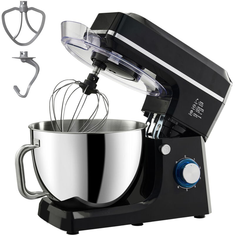 Mophorn Küchenmaschine, 8,3 QT Teigmixer, 1400 W, 6+P Geschwindigkeiten, Küchenmaschine mit kippbarem Kopf und Edelstahlschüssel, Knethaken,
