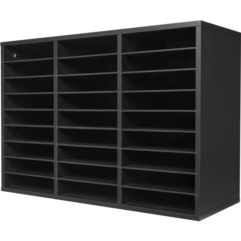 Mophorn Literatur-Organizer – Büro-Briefkasten mit 27 Fächern und herausnehmbaren Regalen. Briefkastensortierer aus Holz in Schwarz für Büro, Zuhause