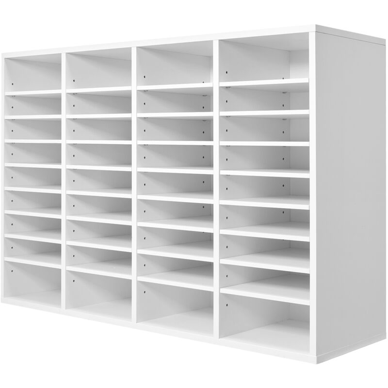 Mophorn Literatur-Organizer – Büro-Briefkasten mit 36 Fächern und verstellbaren Regalen. Ein hölzerner Briefkastensortierer in Weiß für Büro, Zuhause