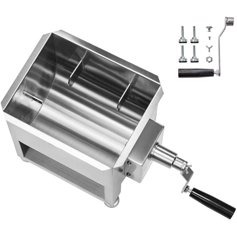 Mophorn - Manueller Fleischmischer 15 l für bis zu 6,8 kg Fleisch, Edelstahl Fleischverarbeitungsgerät, Wurstmischer mit Untersetzungsgetriebe,
