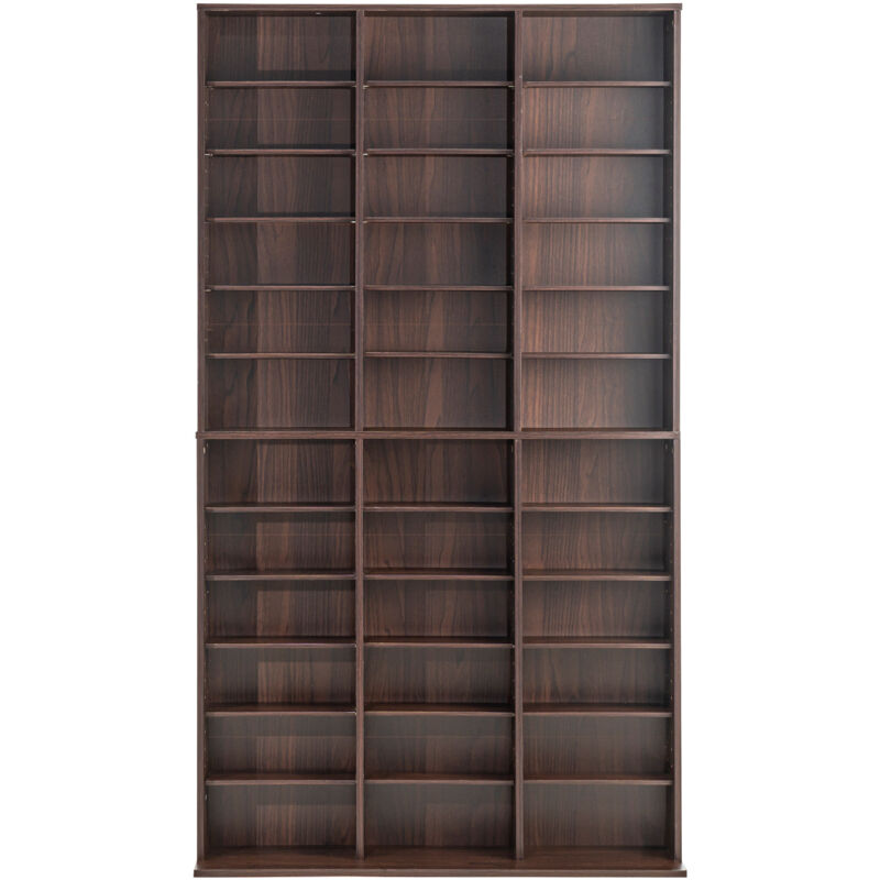 Medienaufbewahrungsschrank, verstellbarer dvd- und CD-Halter, für bis zu 1080 CDs, organisiert Musik, Filme, Spiele, Espresso-Finish - Mophorn