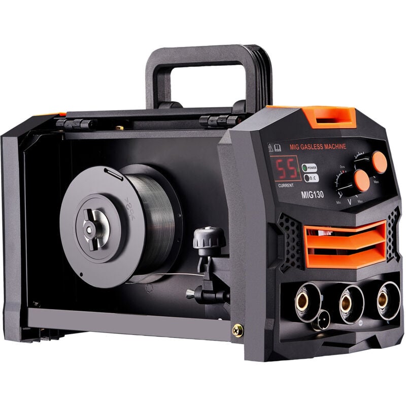 Mophorn MIG-Schweißgerät, 130 Ampere synergetische MIG-Schweißmaschine, gasloses Fülldrahtschweißgerät, tragbares IGBT-Inverter-MIG-Schweißgerät mit