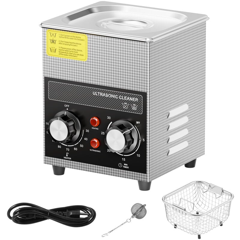 2L Ultraschallreiniger, 60 w digitale Schall-Kavitationsmaschine mit Heizung, Timer und Korb für Uhren, Brillen, Münzen, Metallteile, Werkzeuge