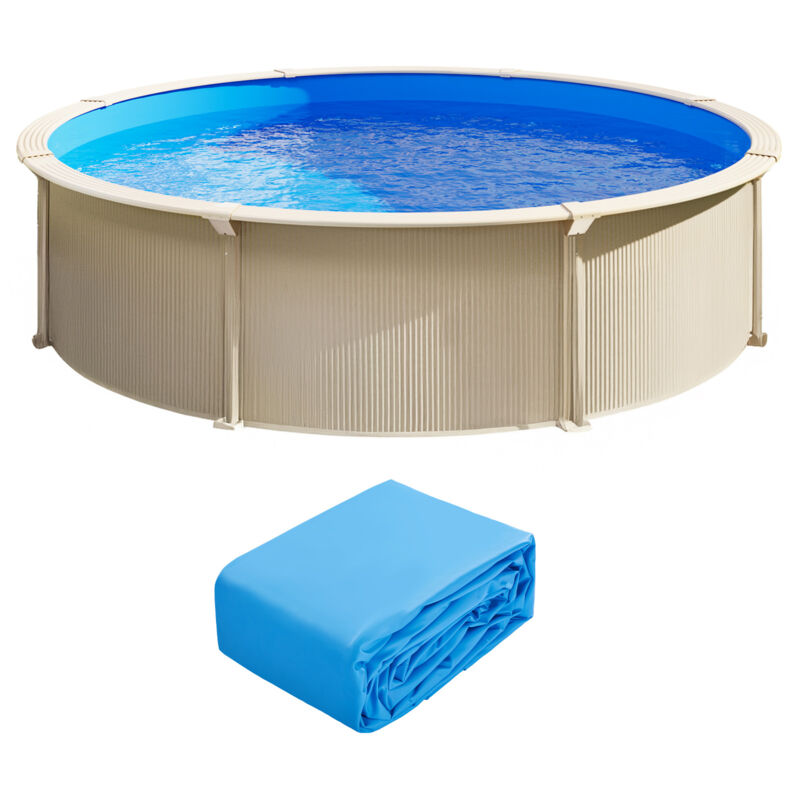 Mophorn-Poolfolie, runde Swimmingpoolfolie, 5,5 m, Standardstärke, langlebiges Vinyl, Überlappungsstil, Ersatz für oberirdische Pools mit 132 cm