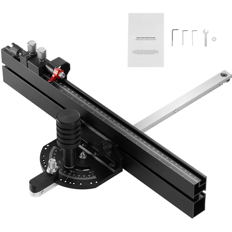 Mophorn Präzisions-Gehrungsanschlag, Standardschlitz 3/4 Zoll x 3/8 Zoll, Aluminium-Tischkreissägenzubehör mit 18-Zoll-Gitter, 15 Winkelanschlägen,