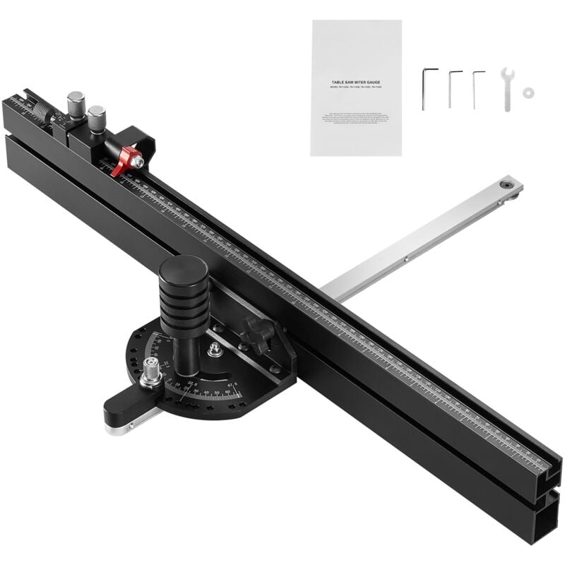 Mophorn Präzisions-Gehrungslehre, Aluminiumlegierung, Standardschlitz 3/4 Zoll x 3/8 Zoll, 24-Zoll-Gitter, 15 Winkelanschläge, verstellbarer Kolben,