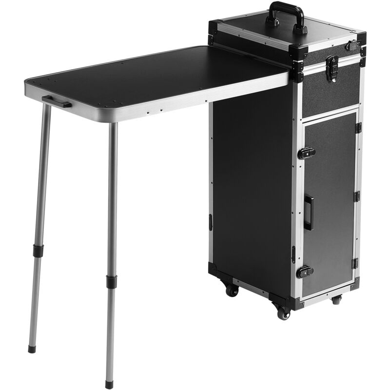 Mophorn - Professioneller Make-up-Koffer, extragroßer Kosmetikkoffer aus Aluminium mit Stützbeinen, rollender Make-up-Reise-Organizer auf